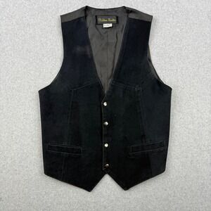 Western Frontier Vest Mens Medium Black Suede Leather‎ Western Cowboy Rodeo